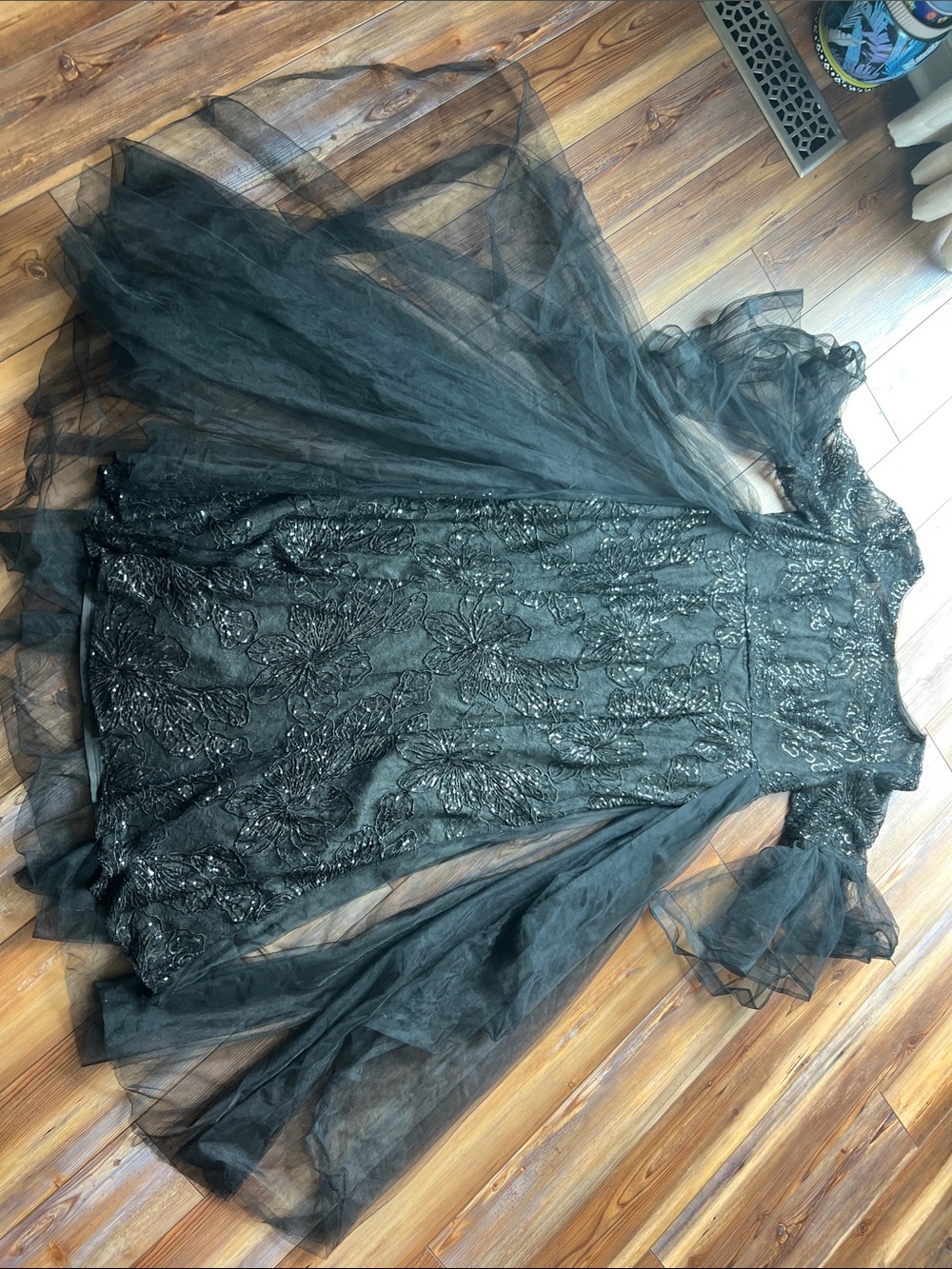 SHEIN Belle Plus Layered Sleeve Embroidery Mesh Dress - Picture 5 of 13